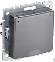 Мех-м розетки 1-м BRITE с з/к., защ. шт., защ. крышкой, IP20 сталь IEK BR-R16-16-K46 