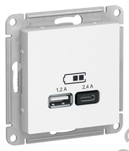 Мех-м розетки 1- м ATLAS A + тип-C 45Вт высокоскор.заряд. лотос SchE ATN001329