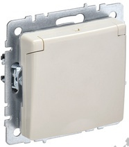 Мех-м розетки 1-м BRITE с з/к., защ. шт., защ. крышкой, IP20 беж. IEK BR-R16-16-K10 