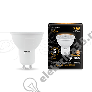 Лампа светодиодная 7Вт 230в GU10 3000К Black Gauss (101506107)