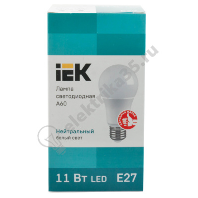 Лампа светодиодная LED 11вт 230в E27 белый IEK (LLE-A60-11-230-40-E27) 