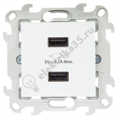 Механизм зарядного устройства розетка 2хUSB Simon24 бел. 2411096-030