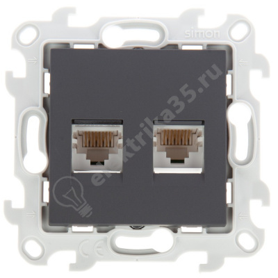 Механизм розетки 2хRJ45 кат. 5е UTP Simon24 графит 2450593-038
