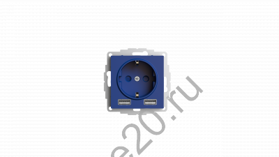 Мех-м розетки 1-м ATLAS с з/к.,защ.шт.,USB+USB, аквамарин SchE ATN001130