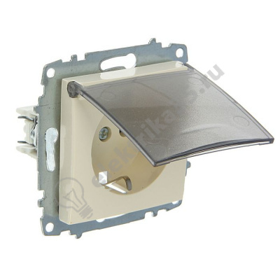 Механизм розетки Cosmo с з/к., с защ. крышкой крем. ABB 619-010300-218
