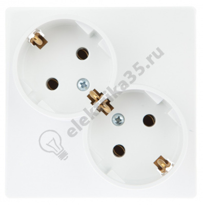 Розетка 2х2К+З Schuko без защ. шторок Simon24 бел. 2450459-030