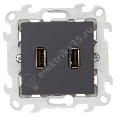 Механизм коннектора 2хUSB Simon24 графит 2411090-038
