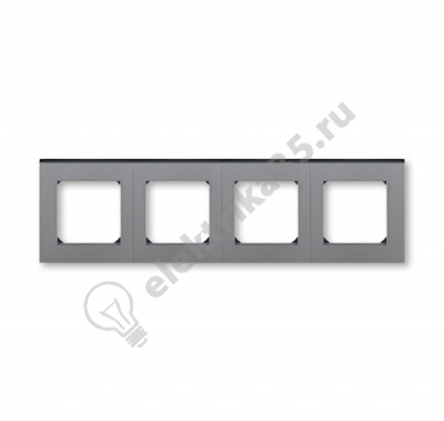 Рамка Levit 4п сталь/дым. черн. ABB 2CHH015040A6069