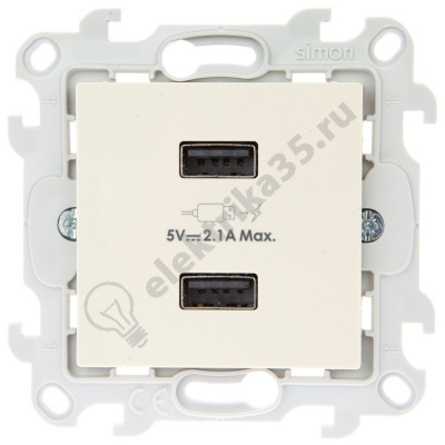 Механизм зарядного устройства розетка 2хUSB Simon24 сл. кость 2411096-031