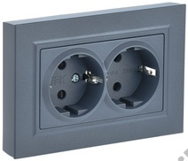 Розетка 2-м BRITE с з/к., защ. шт., маренго IEK BR-R24-16-K35-F		