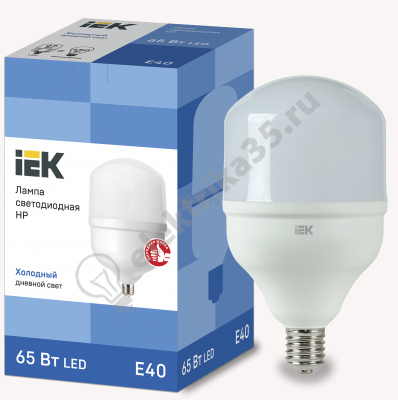 Лампа светодиодная LED 65вт 220в Е40 холодный IEK (LLE-HP-65-230-65-E40) 