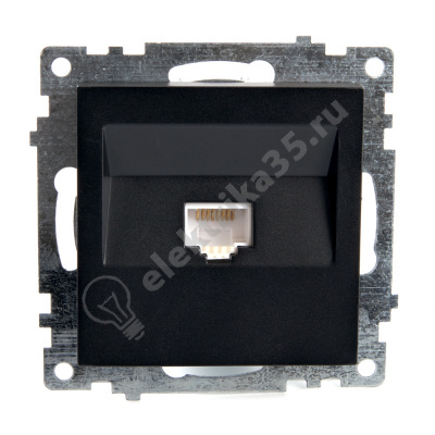 Розетка компьютерная RJ-45, серия Катрин, черный, Stekker (GLS00-7107-05)