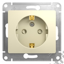 Мех-м розетки 1-м GLOSSA с з/к., защ. шт., беж. SchE GSL000245