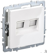 Мех-м розетки 2-м BRITE комп. RJ45 кат.5E бел. IEK BR-K20-1-K01