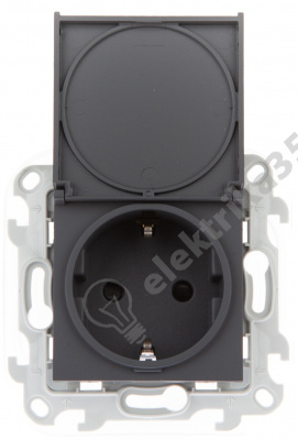 Механизм розетки 2К+З Schuko IP44 Simon24 графит 2450448-038