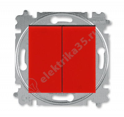 Выключатель 2-кл. Levit красн./дым. черн. ABB 2CHH590545A6065