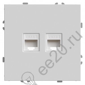 Мех-м розетки  компьютерная RJ-45+RJ-45, серия Эмили, белый фарфор, Stekker(RST00-5111-01)
