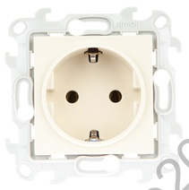 Механизм розетки 2К+З Schuko без защ. шторок Simon24 сл. кость 2450434-031