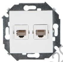Механизм розетки комп СП 2-м RJ45 кат.5E бел. Simon15 1591593-030