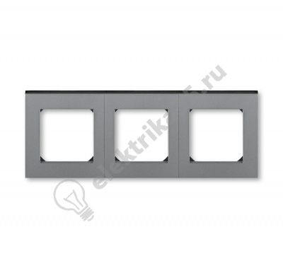 Рамка Levit 3п сталь/дым. черн. ABB 2CHH015030A6069