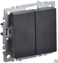 Мех-м выкл. 2-кл. BRITE проходной черный IEK BR-V22-0-10-K02 