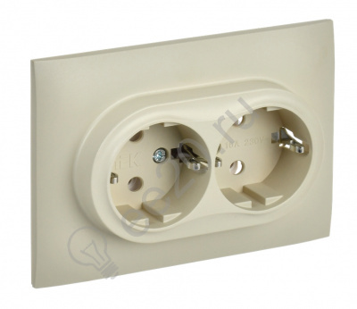 Розетка 2-м SKANDY с/з бежевый IEK SK-R21-16-K10-F