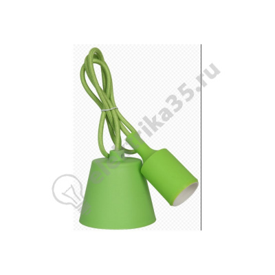 Патрон силиконовый со шнуром E27 1м зеленый. IN HOME 