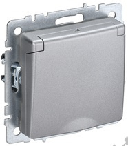Мех-м розетки 1-м BRITE с з/к., защ. шт., защ. крышкой, IP20 алюм. IEK BR-R16-16-K47 