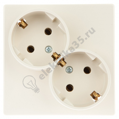 Розетка 2х2К+З Schuko без защ. шторок Simon24 сл. кость 2450459-031