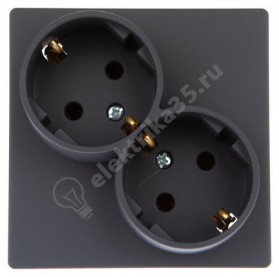 Розетка 2х2К+З Schuko без защ. шторок Simon24 графит 2450459-038