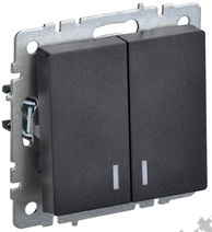 Мех-м выкл. 2-кл. BRITE с подсв., черный IEK BR-V20-1-10-K02 