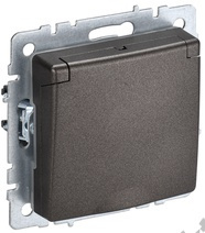 Мех-м розетки 1-м BRITE с з/к., защ. шт., защ. крышкой, IP44 темн.бронза IEK BR-R16-16-44-K45 
