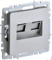 Мех-м розетки 2-м BRITE комп. RJ11+RJ45 кат.5E алюм. IEK BR-KT20-O-1-K47 