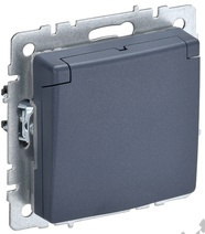 Мех-м розетки 1-м BRITE с з/к., защ. шт., защ. крышкой, IP44 маренго IEK BR-R16-16-44-K35