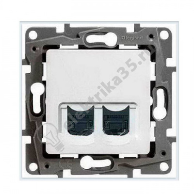 Механизм розетки информ. RJ45 + RJ45 CAT.6 UTP бел. Etika Leg 672254