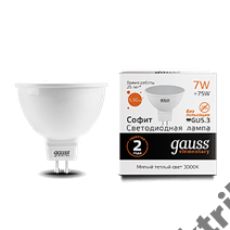 Лампа светодиодная 7вт 230в GU5.3 3000К  Elementary Gauss (13517)