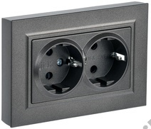 Розетка 2-м BRITE с з/к., защ. шт., темн.бронза IEK BR-R24-16-K45-F 