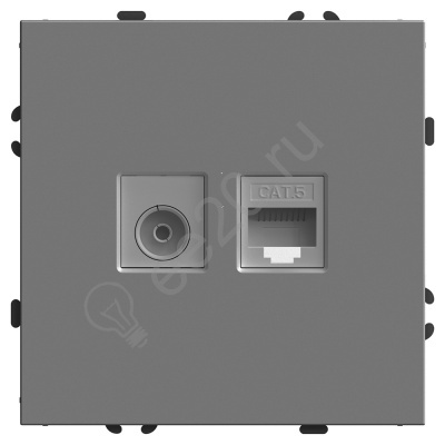 Мех-м розетки TV +компьютерная RJ-45, серия Эмили, платиново-серый, Stekker (RST00-5106-10)