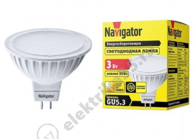 Лампа светодиодная 3вт 230в GU5.3 3000К Navigator (94255 NLL-MR16)