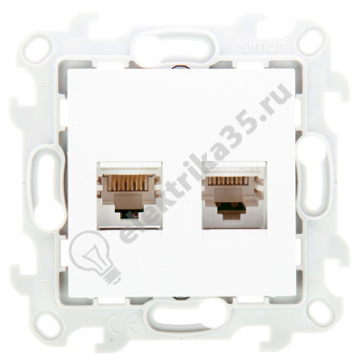 Механизм розетки 2хRJ45 кат. 5е UTP Simon24 бел. 2450593-030