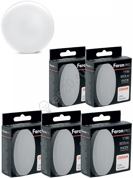 Лампа светодиодная 11вт 230в GX53 6400К Feron.PRO (38207)