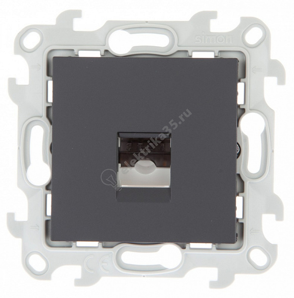 Механизм розетки телефонной RJ11 Simon24 графит 2410480-038