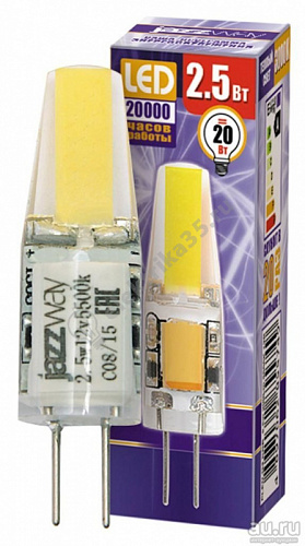 Лампа светодиодная LED 2.5вт 12в G4 теплый JazzWay (2855749)