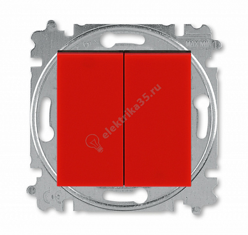 Переключатель 2-кл. Levit красн./дым. черн. ABB 2CHH595245A6065