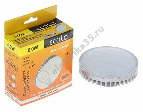 Лампа светодиодная LED 6Вт 230в GX53 теплый Ecola (T5MW60ELC)