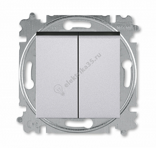 Переключатель 2-кл. Levit серебр./дым. черн. ABB 2CHH595245A6070