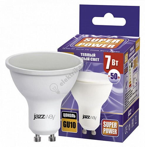 Лампа светодиодная 7Вт 230в GU10 3000К JazzWay (1033550)