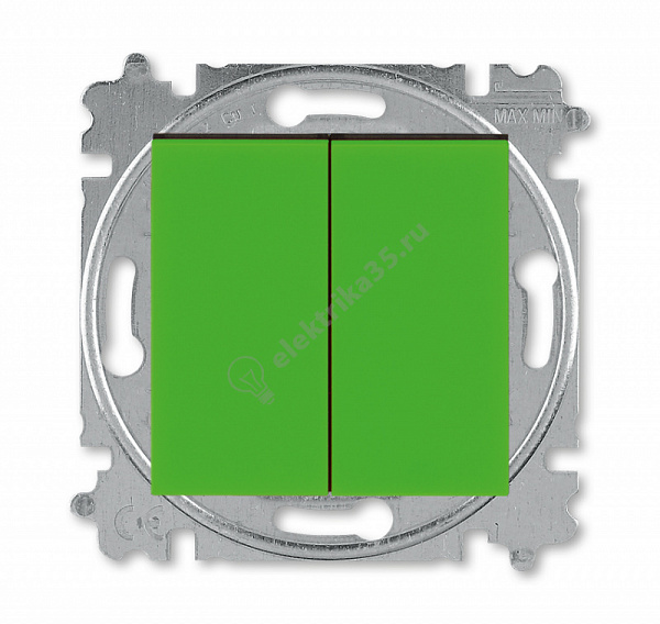 Переключатель 2-кл. Levit зел./дым. черн. ABB 2CHH595245A6067