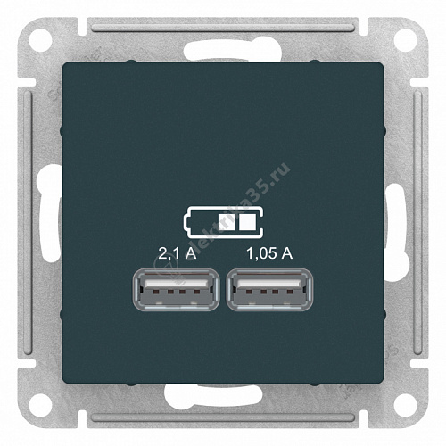 Мех-м розетки USB ATLAS изумруд SchE ATN000833