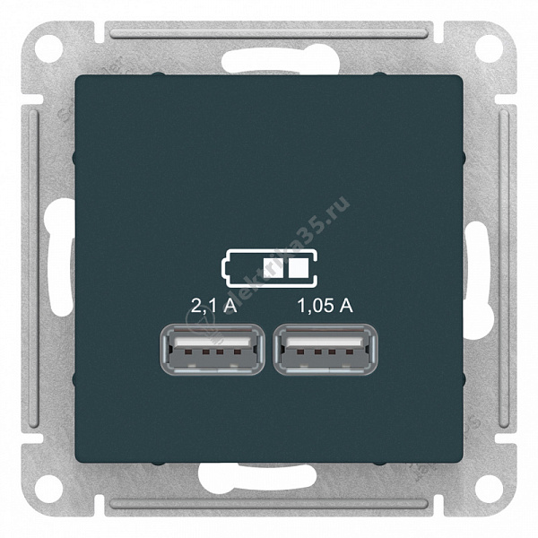 Мех-м розетки USB ATLAS изумруд SchE ATN000833